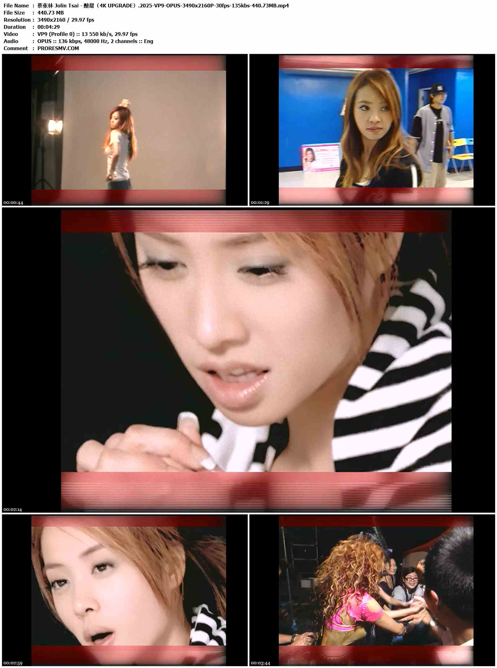 蔡依林 Jolin Tsai - 酸甜（4K UPGRADE）.2025-VP9-OPUS-3490x2160P-30fps-135kbs-440.73MB官方MV_高清MV